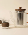 550ml Teapot with 2 X 15cl Glass Cups and Amber Handle Karl