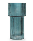 Esma small blue ribbed glass vase