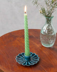 Enamel flat flower candle holder (blue)