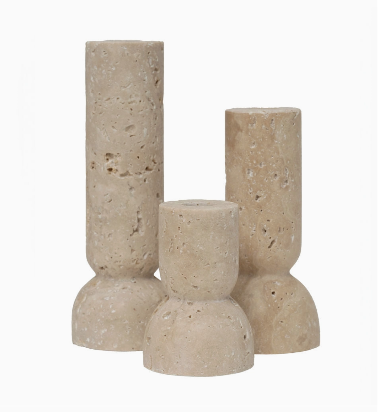 Keekle Natural Travertine Candlesticks