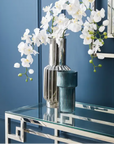 Esma small blue ribbed glass vase