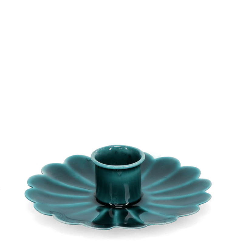 Enamel flat flower candle holder (blue)