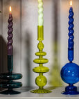 Maegen Taper Holder - Coloured Glass - Green