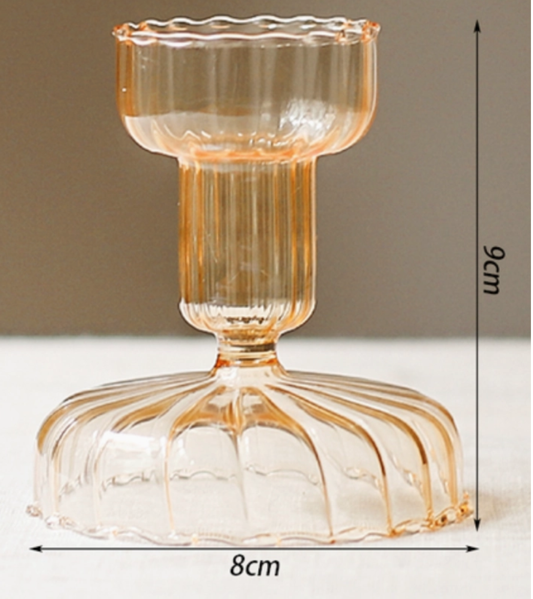 Glass dinner candle holder