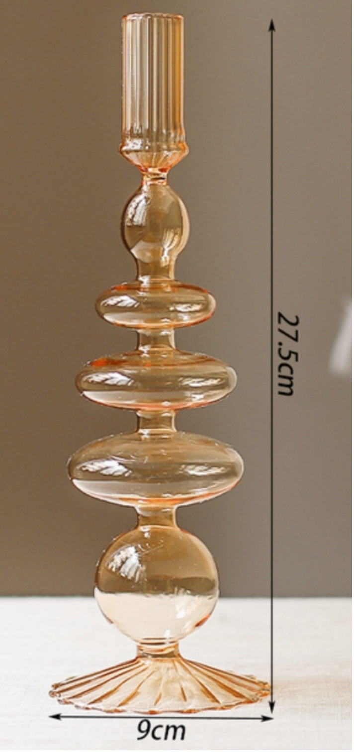Glass dinner candle holder