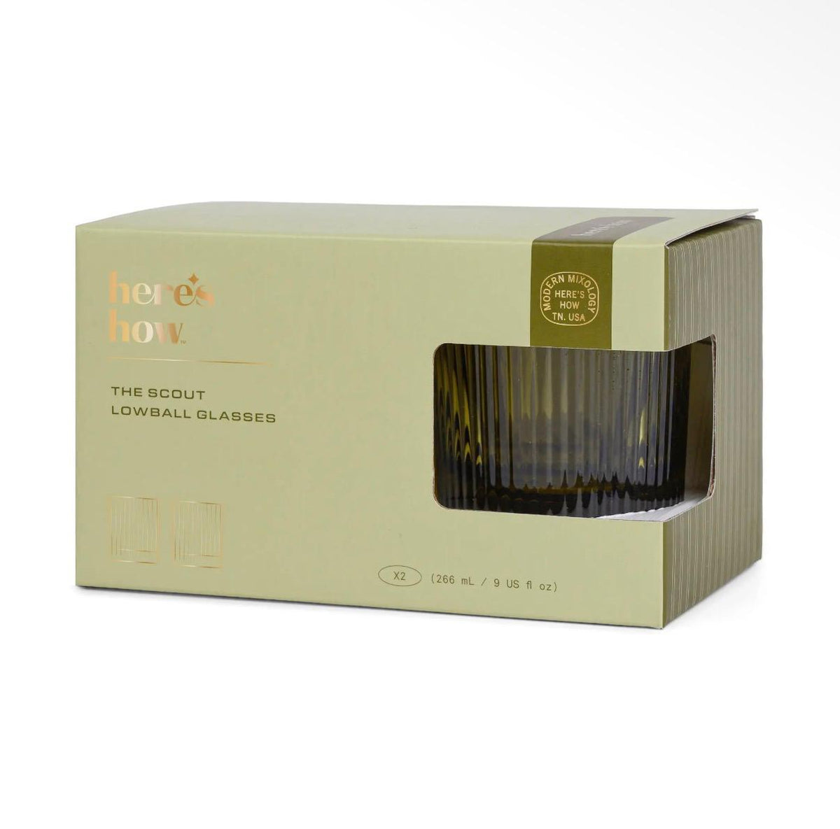 Here's How The Scout Lowball Glass - Set of 2 Olive