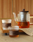 550ml Teapot with 2 X 15cl Glass Cups and Amber Handle Karl