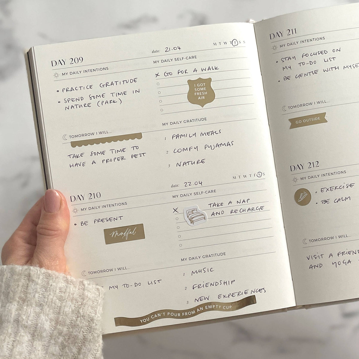 My Daily Self-Care journal (Almond)