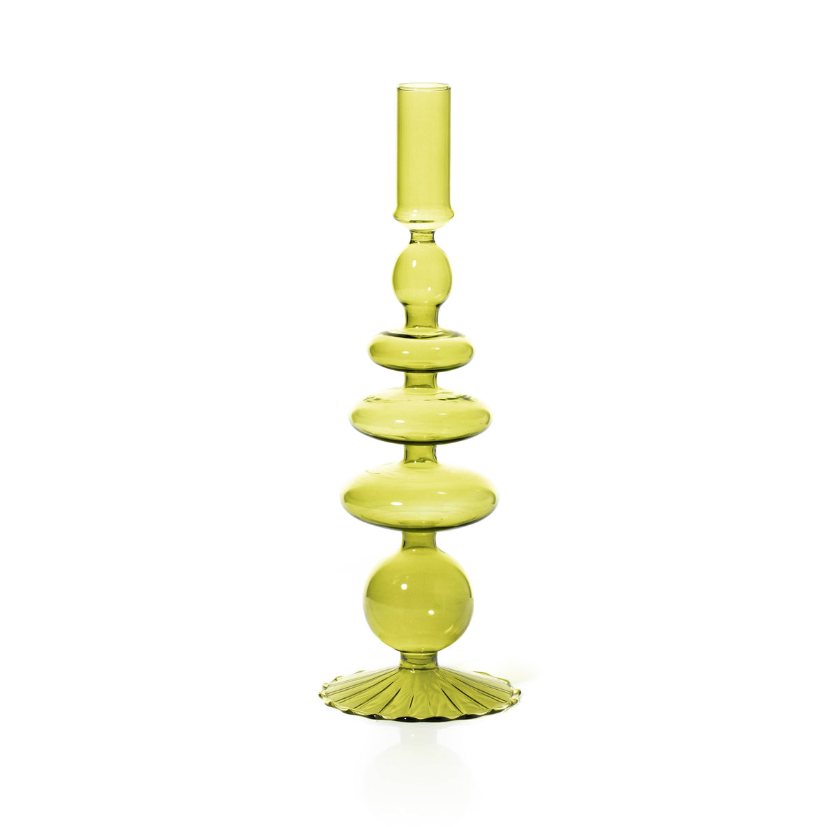 Maegen Taper Holder - Coloured Glass - Green