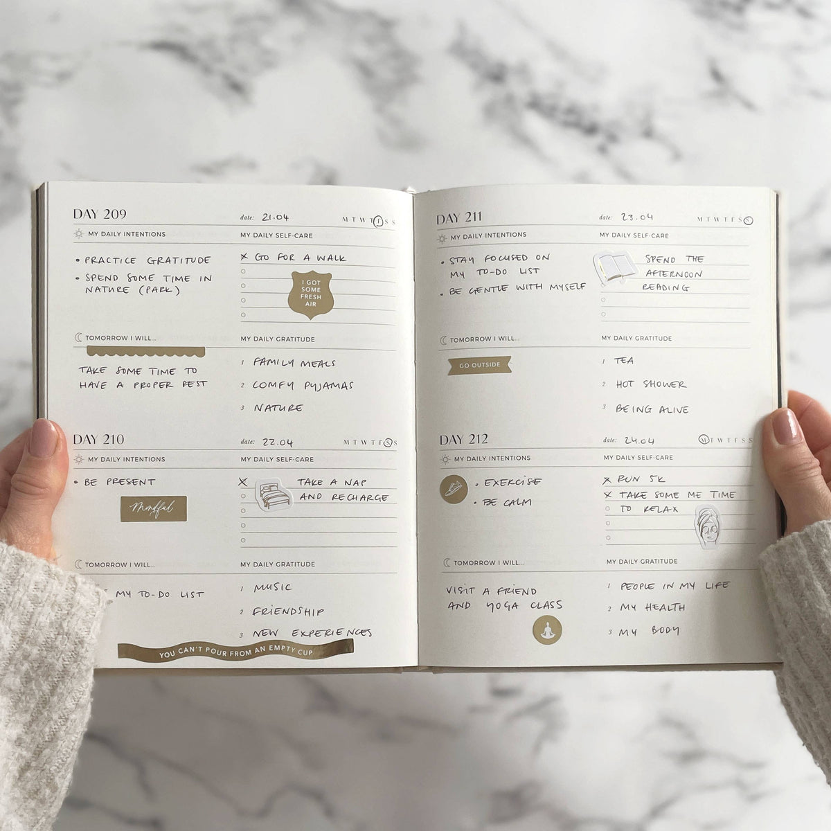 My Daily Self-Care journal (Almond)