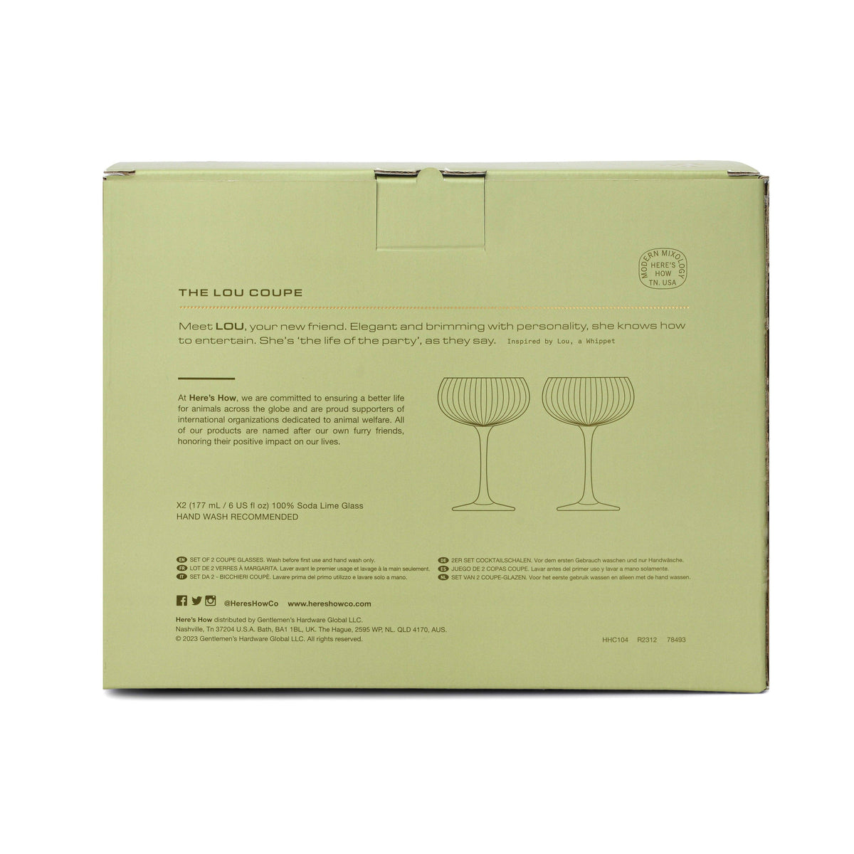 Here's How "The Lou" Coupe Glass - Set of 2 Olive
