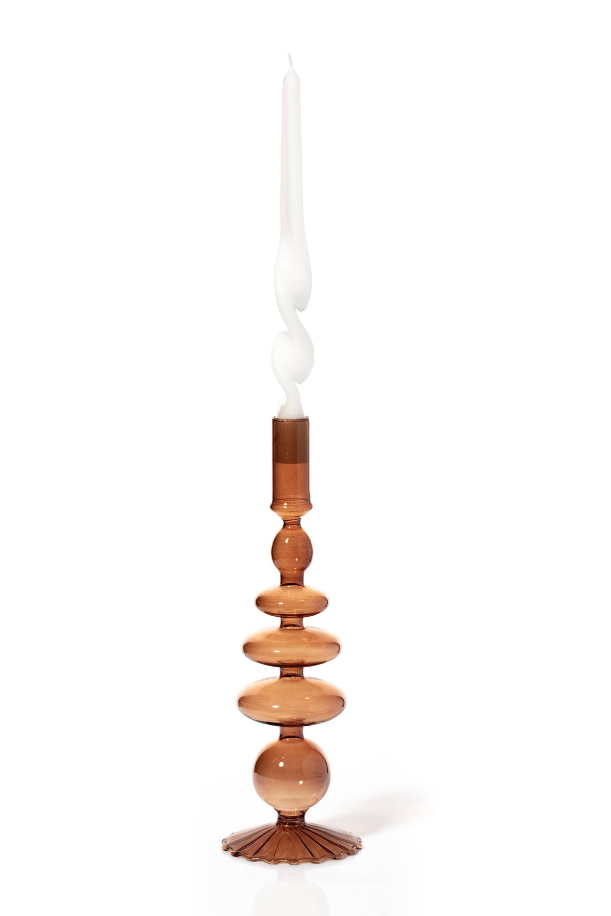 Maegen Taper Holder - Coloured Glass - Amber