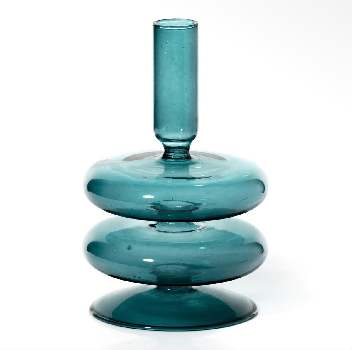Maegen Taper Holder - Coloured Glass - Blue