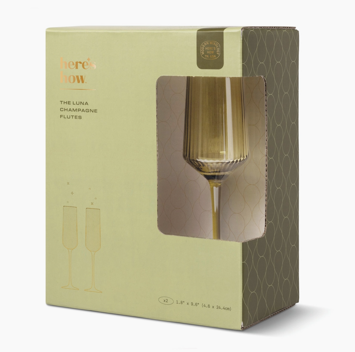 Here's How the Luna Champagne Flutes - Set of 2 - Olive