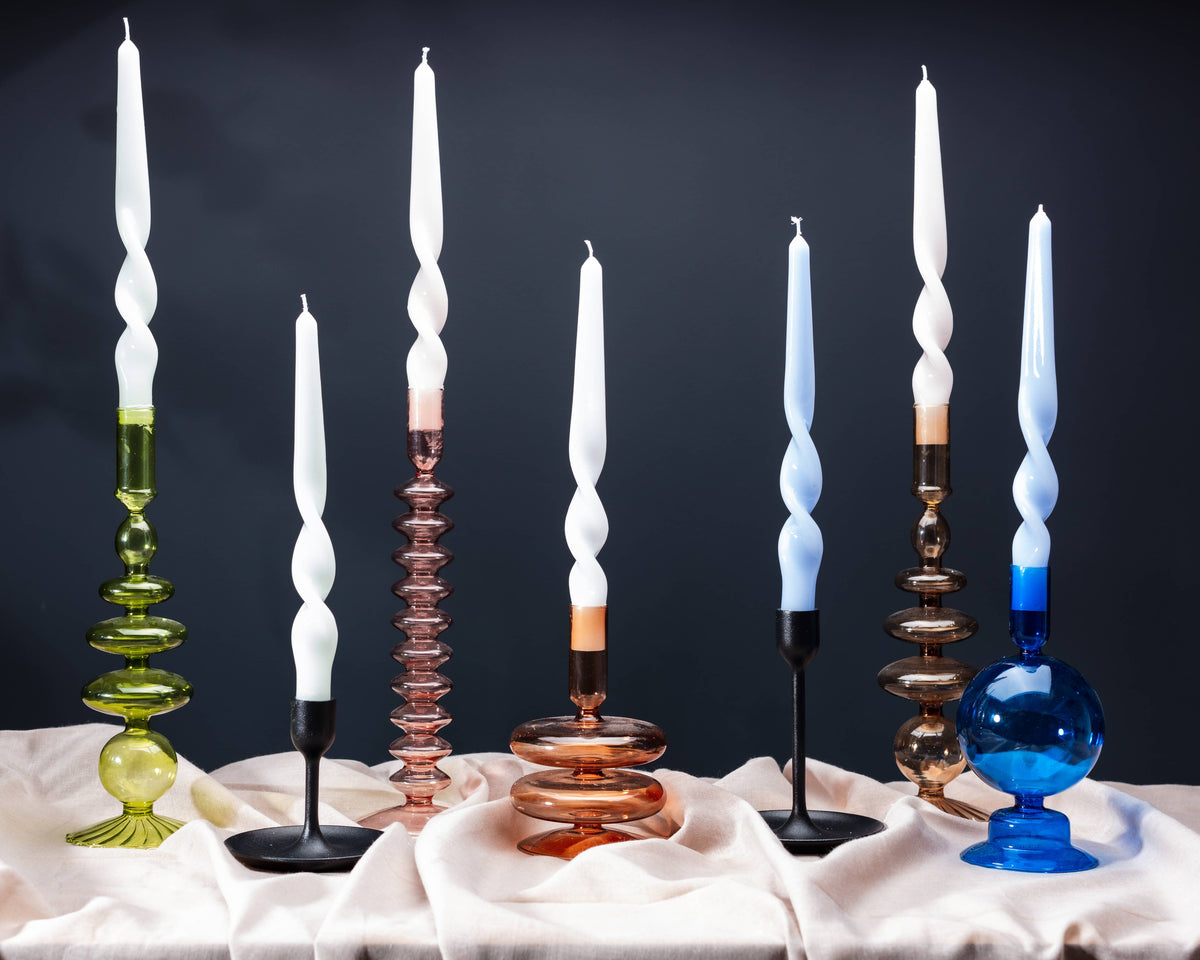 Maegen Taper Holder - Coloured Glass - Blush