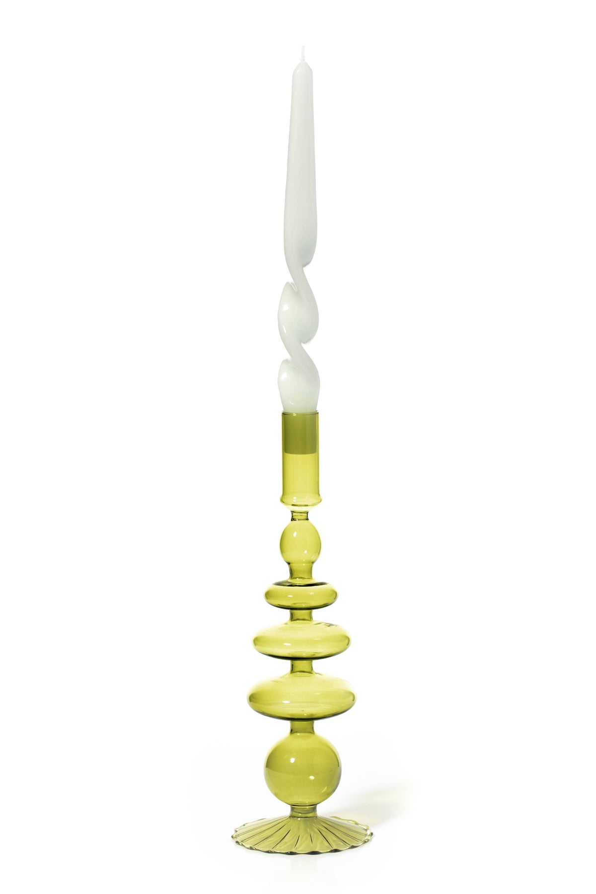 Maegen Taper Holder - Coloured Glass - Green