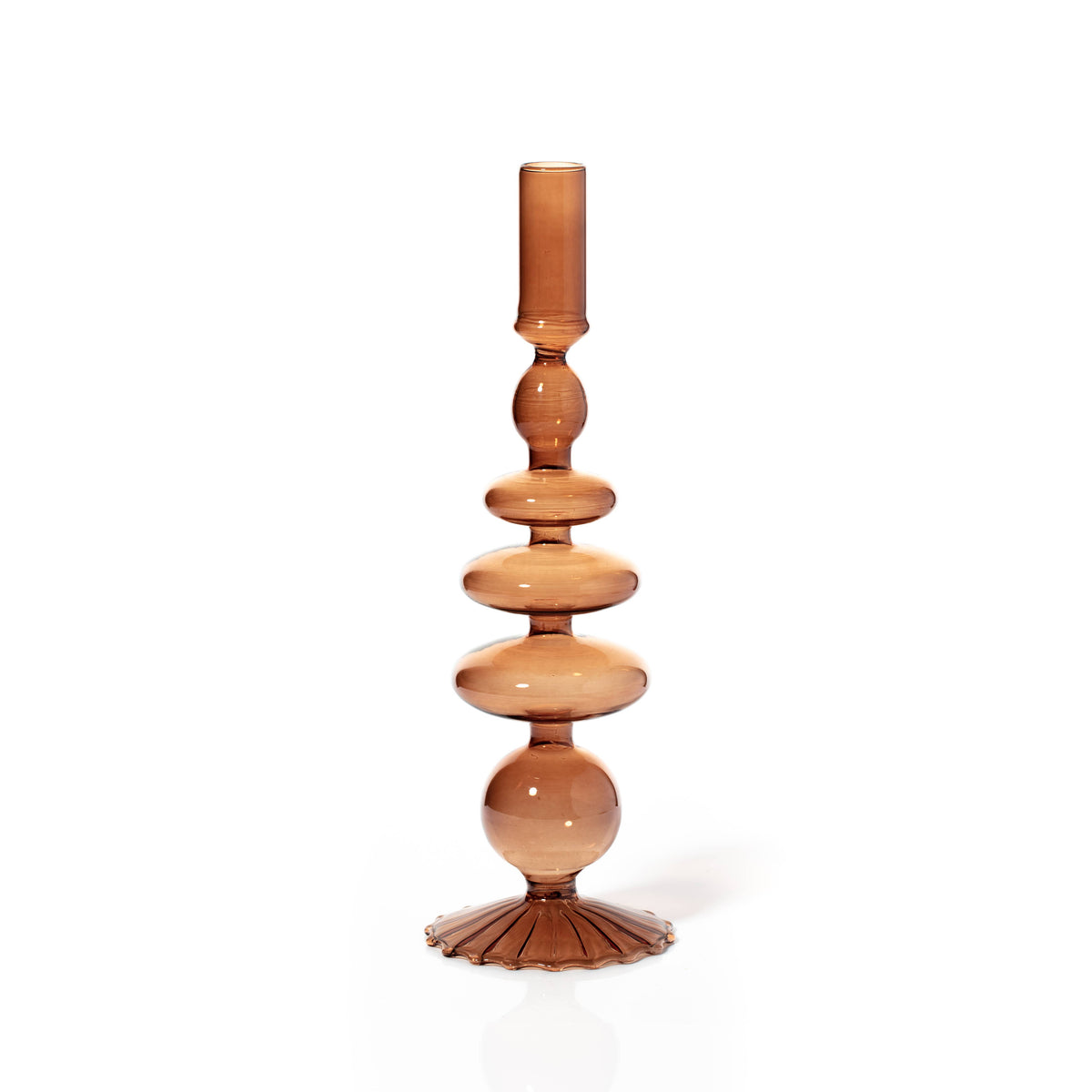 Maegen Taper Holder - Coloured Glass - Amber