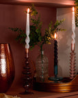 Maegen Taper Holder - Coloured Glass - Amber